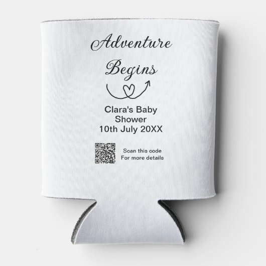 Avontuur begint baby shower scan QR code hart si Blikjeskoeler (Voorkant)