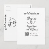 Avontuur begint baby shower scan QR code hart si Briefkaart (Voorkant / Achterkant)