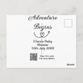 Avontuur begint baby shower scan QR code hart si Briefkaart (Achterkant)