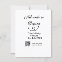 Avontuur begint baby shower scan QR code hart si Briefkaart