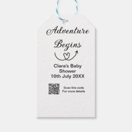 Avontuur begint baby shower scan QR code hart si Cadeaulabel
