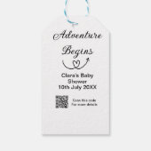 Avontuur begint baby shower scan QR code hart si Cadeaulabel (Achterkant)