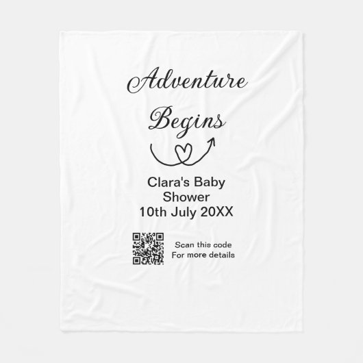 Avontuur begint baby shower scan QR code hart si Fleece Deken (Voorkant)