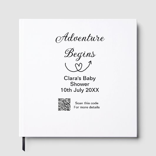 Avontuur begint baby shower scan QR code hart si Gastenboek (Voorkant)