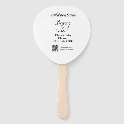 Avontuur begint baby shower scan QR code hart si Handwaaier (Voorkant)