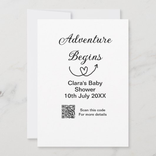 Avontuur begint baby shower scan QR-code hart si Kaart (Voorkant)