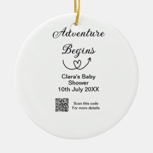 Avontuur begint baby shower scan QR code hart si Keramisch Ornament
