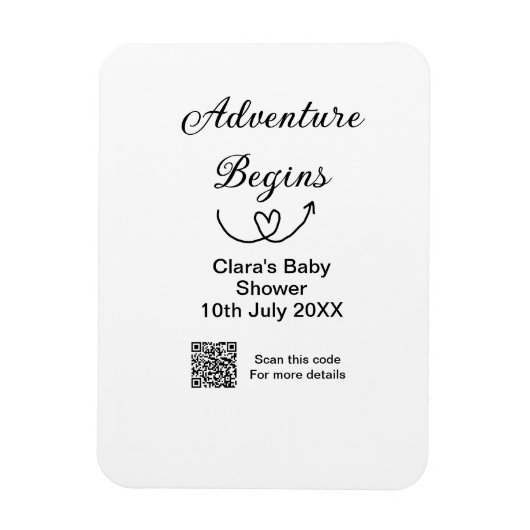 Avontuur begint baby shower scan QR code hart si Magneet (Verticaal)