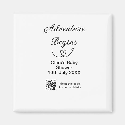 Avontuur begint baby shower scan QR code hart si Magneet (Voorkant)