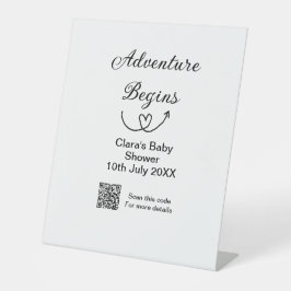 Avontuur begint baby shower scan QR code hart si Reclamebord Met Voetstuk