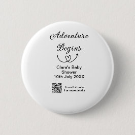 Avontuur begint baby shower scan QR code hart si Ronde Button 5,7 Cm