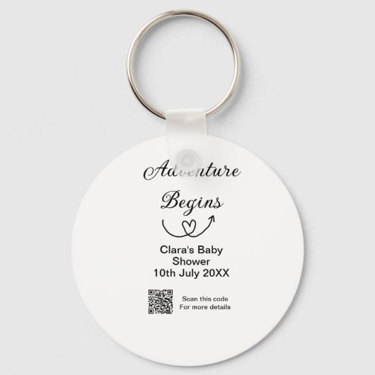 Avontuur begint baby shower scan QR code hart si Sleutelhanger (Voorkant)