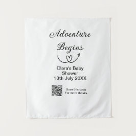 Avontuur begint baby shower scan QR-code hart si Wandkleed