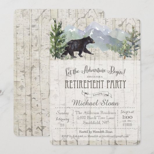Avontuur begint Beer Pensioen Uitnodiging (Voorkant / Achterkant)