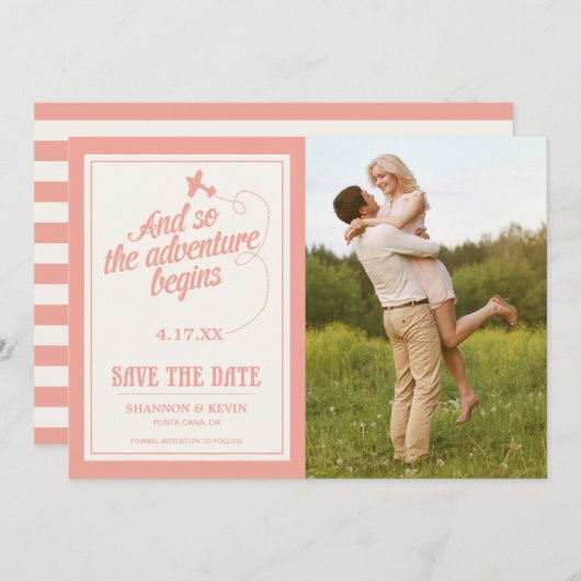 Avontuur begint | Bestemming - Save the Date (Voorkant / Achterkant)