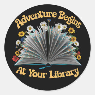 Avontuur begint bij de zomerlezing van uw biblioth ronde sticker