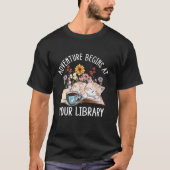 Avontuur begint bij je bibliotheek Cat Flower Summ T-shirt (Voorkant)