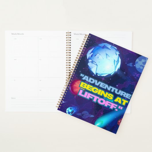 Avontuur begint bij liftoff geïsoleerde tuimelaar planner (Display)