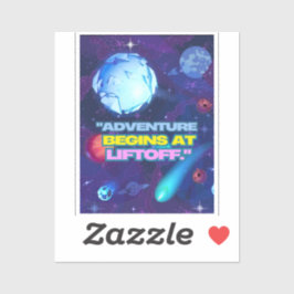 Avontuur begint bij liftoff geïsoleerde tuimelaar sticker