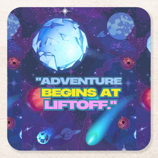 Avontuur begint bij opstijgen kartonnen onderzetters (Voorkant)