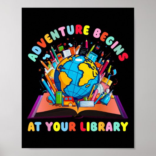 Avontuur begint bij uw bibliotheek leraar leest L Poster (Voorkant)