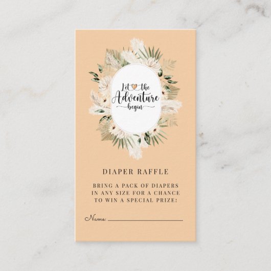 Avontuur begint Boho Abrikozenperzik Baby shower Informatiekaartje (Voorkant)