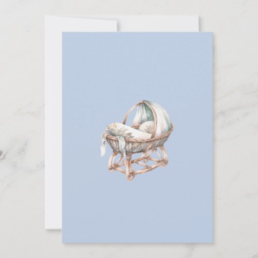 Avontuur begint Boho Baby Jongen Douche Blauw Kaart (Achterkant)