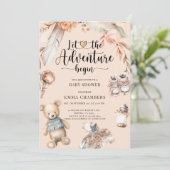 Avontuur begint Boho Baby shower Genderneutraal Kaart (Staand voorkant)