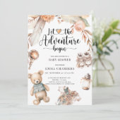 Avontuur begint Boho Baby shower Genderneutraal Kaart (Staand voorkant)