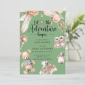 Avontuur begint Boho Baby shower Groen Kaart (Staand voorkant)