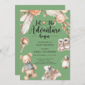 Avontuur begint Boho Baby shower Groen Kaart (Voorkant / Achterkant)