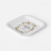 Avontuur begint Boho Baby shower Papieren Bordje (Gebogen)