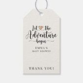 Avontuur begint Boho Floral Baby shower Dank u Cadeaulabel (Voorkant)