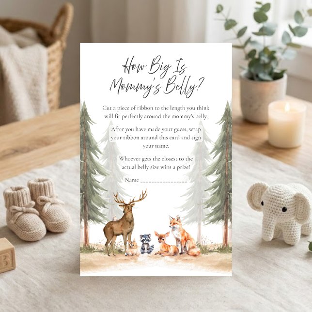 Avontuur begint bos bad hoe groot is spel (Let the Adventure Begin Woodland Animals Baby Shower How Big is Mommy's Belly Game)