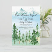 Avontuur begint Boy baby shower Kaart (Staand voorkant)