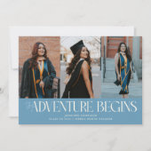Avontuur Begint Denim Blauwe Grad Multi Foto Aankondiging (Voorkant)