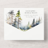 Avontuur begint dennenbos landschap bruiloft all in one uitnodiging (Achterkant)