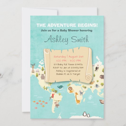 Avontuur begint douche nodigen Reizen De plaatsen Kaart (Voorkant)