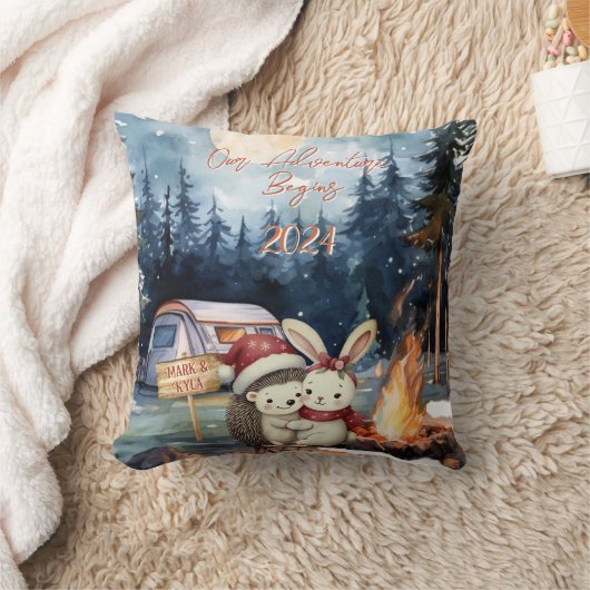 Avontuur Begint Eerste Kerstmis Pasgetrouwd Orname Kussen (Deken)