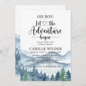 Avontuur begint Forest Boy Baby shower Uitnodiging (Voorkant / Achterkant)