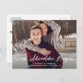 AVONTUUR BEGINT | Het briefkaart Datum opslaan (Voorkant / Achterkant)