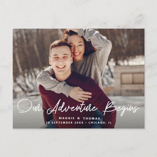 AVONTUUR BEGINT | Het briefkaart Datum opslaan (Voorkant)