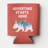 Avontuur begint hier Beer Silhouette Camping Blikjeskoeler (Voorkant)