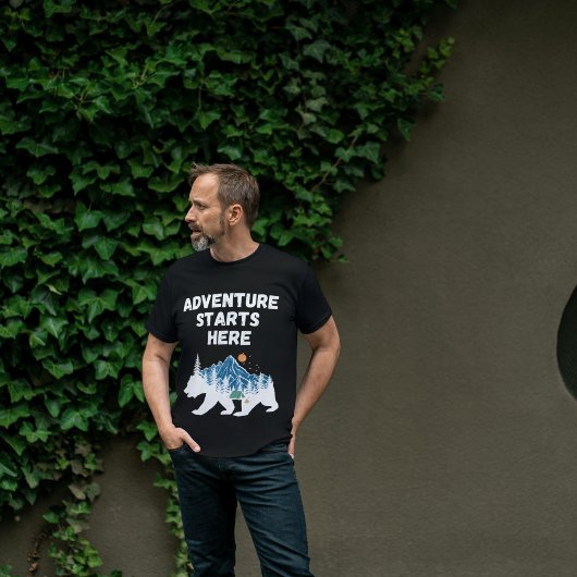 Avontuur begint hier Beer Silhouette Camping T-shirt