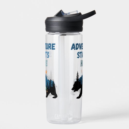 Avontuur begint hier Beer Silhouette Camping Waterfles (Links)
