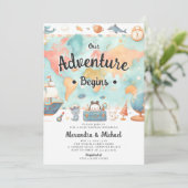 Avontuur Begint Kaart Koppels Neutraal Baby shower (Staand voorkant)