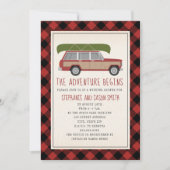 Avontuur Begint Kano Auto Plaid Bruiloft Douche Kaart (Voorkant)