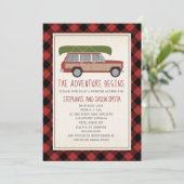 Avontuur Begint Kano Auto Plaid Bruiloft Douche Kaart (Staand voorkant)