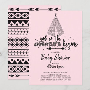 Avontuur begint Meisjes Baby shower Uitnodiging