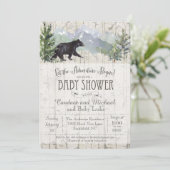 Avontuur begint met Beer Birch Baby shower Invitat Kaart (Staand voorkant)